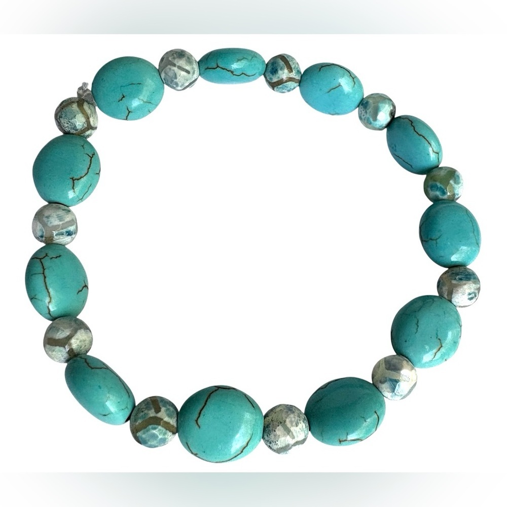 Natural Stone, Sea glass, Crystal and Czech Glass Beaded Stretch Bracelets. - Picture 7 of 15